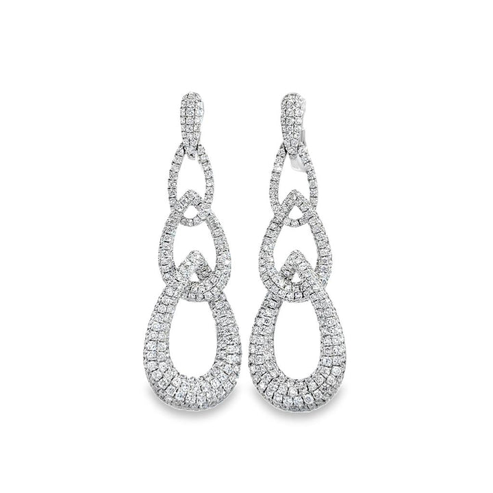 5.60 CTW Diamond Pavé 18K White Gold Drop Earrings