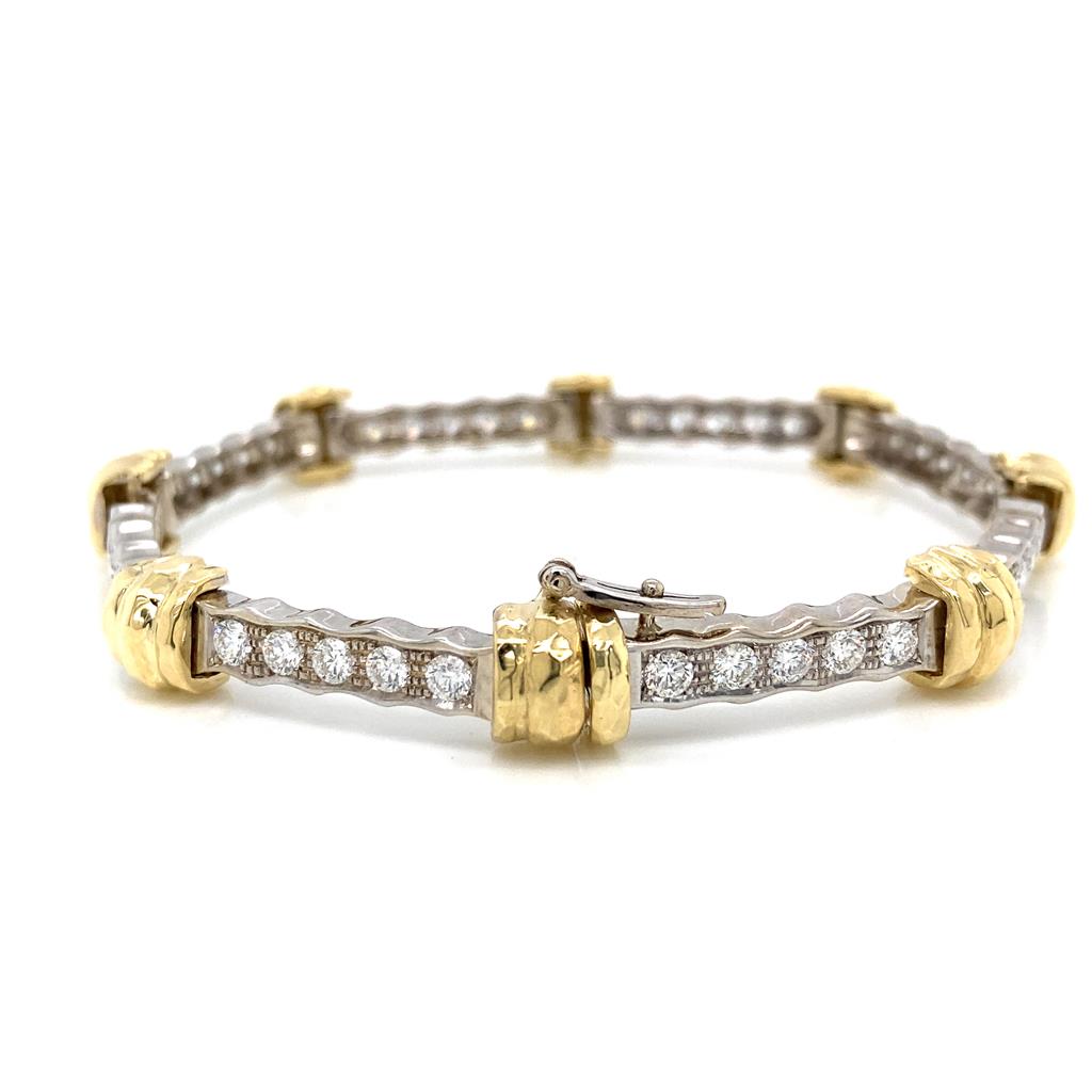 Sal Praschnik 2.76 CTW Round Diamond 18K Two Tone Diamond Bracelet