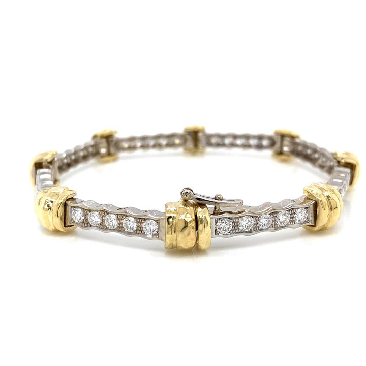 Sal Praschnik 2.76 CTW Round Diamond 18K Two Tone Diamond Bracelet