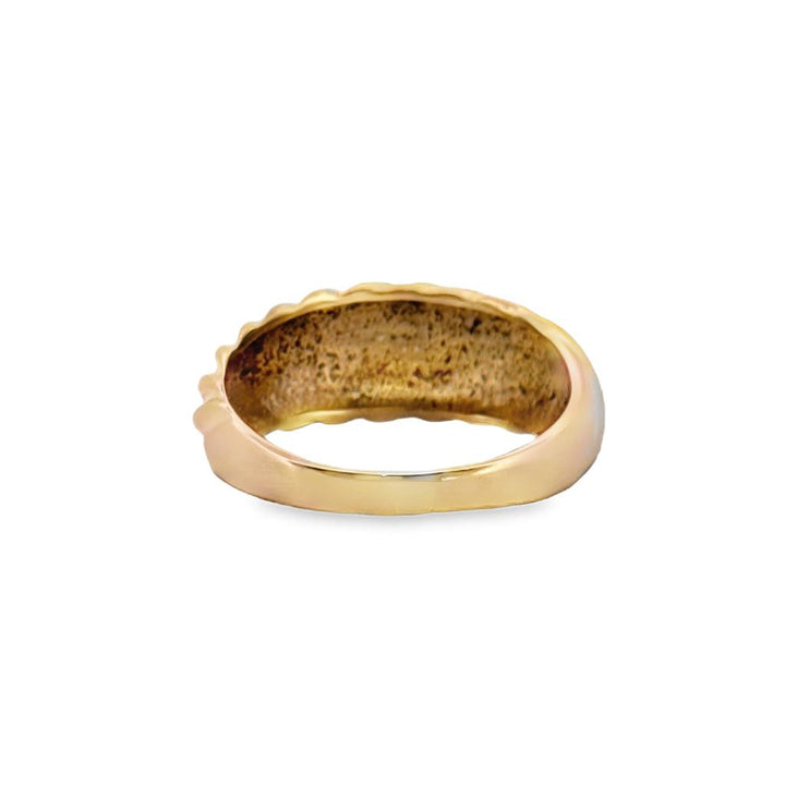 18K Yellow Gold Diagonal Ribbed Dome Ring