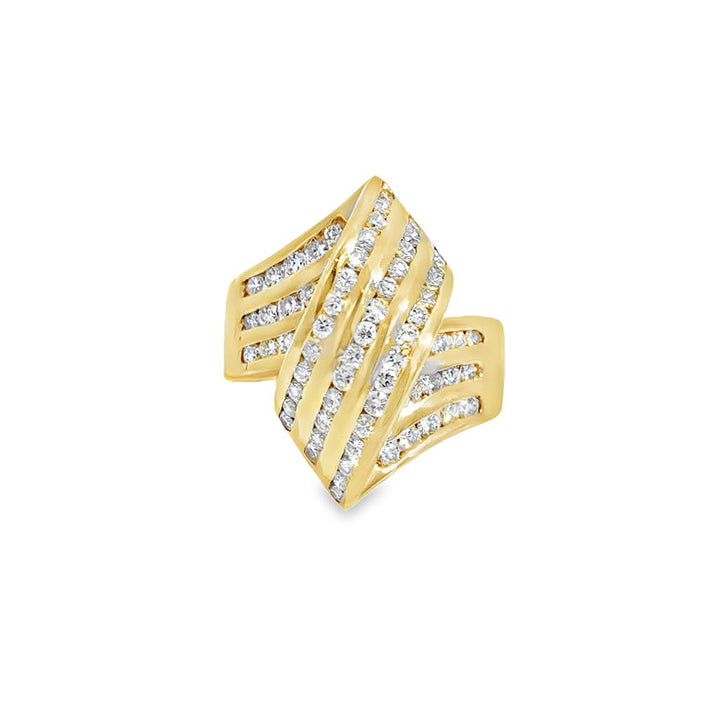1.15 CTW Diamond 14K Yellow Gold Large Swirl Ribbon Ring