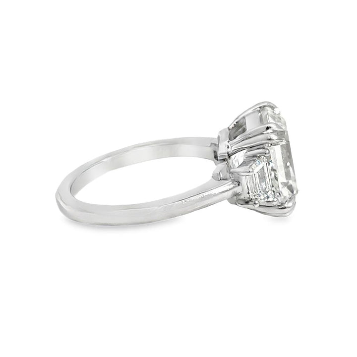 5.30 CT Emerald Cut Diamond Platinum Three-Stone Engagement Ring