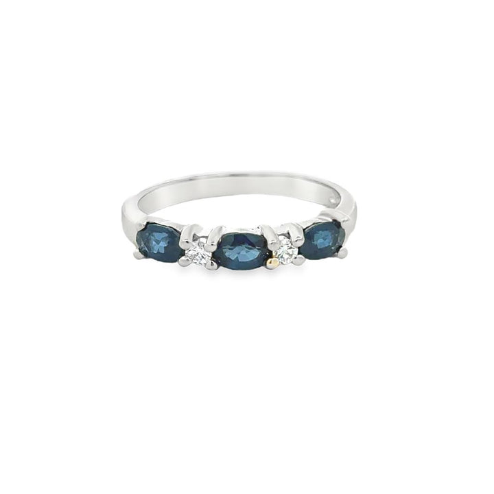 0.60 CTW Sapphire & 0.06 CTW Diamond 14K White Gold Oval Sapphire Ring – Size 6.75