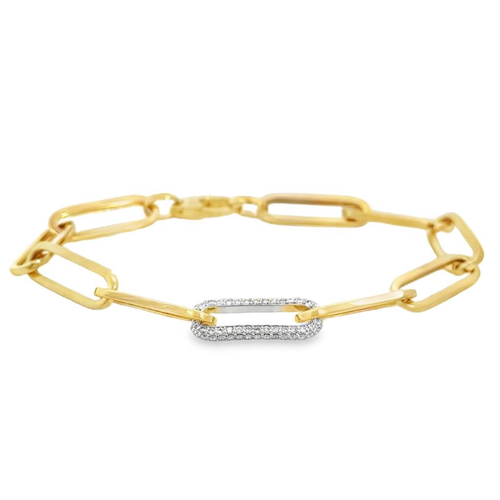 14K Yellow Gold Open Link Bracelet with 0.75 CTW Round Diamonds