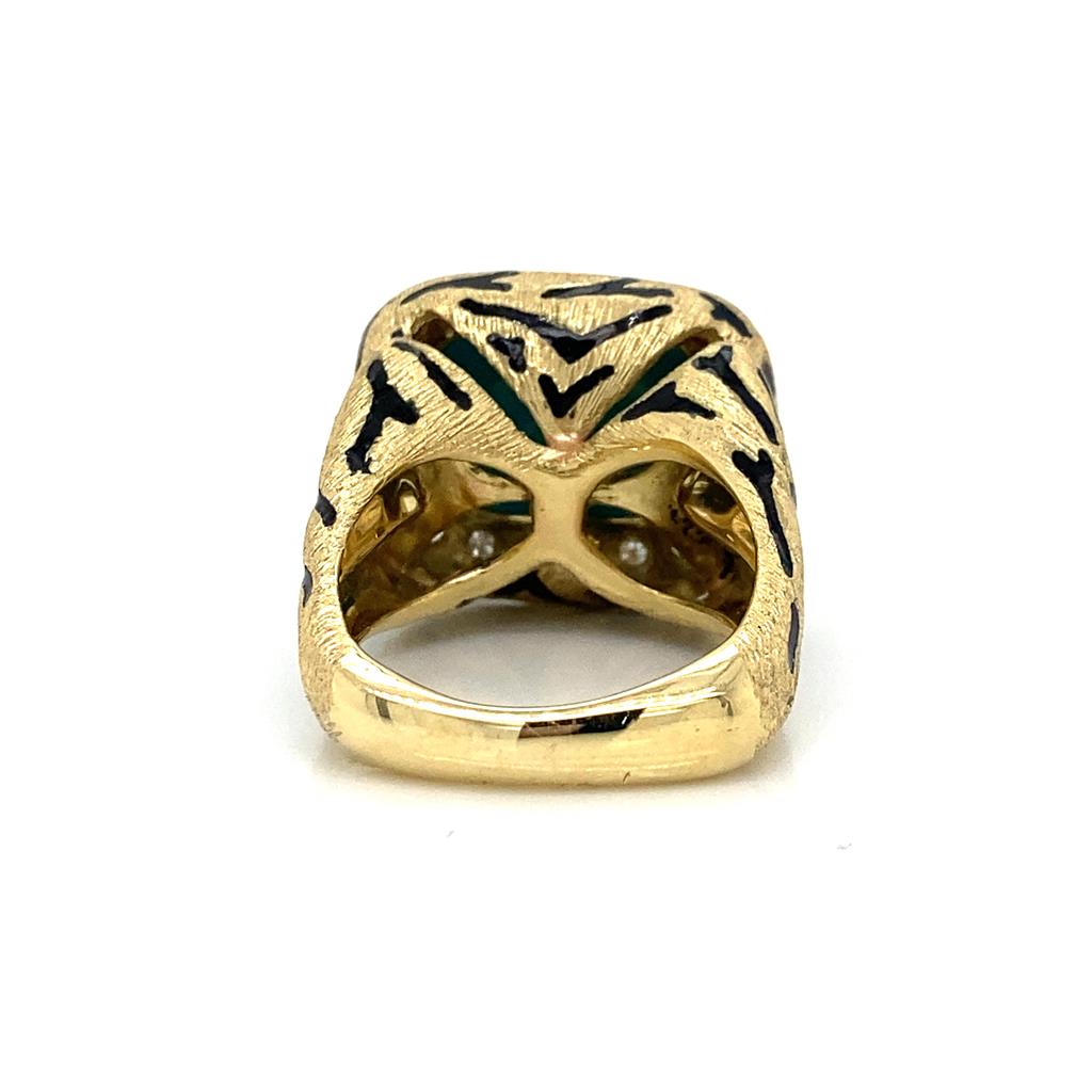 Sal Praschnik 9.39 CT Turquoise and 0.54 CTW Diamond 18K Yellow Gold Cheetah Ring