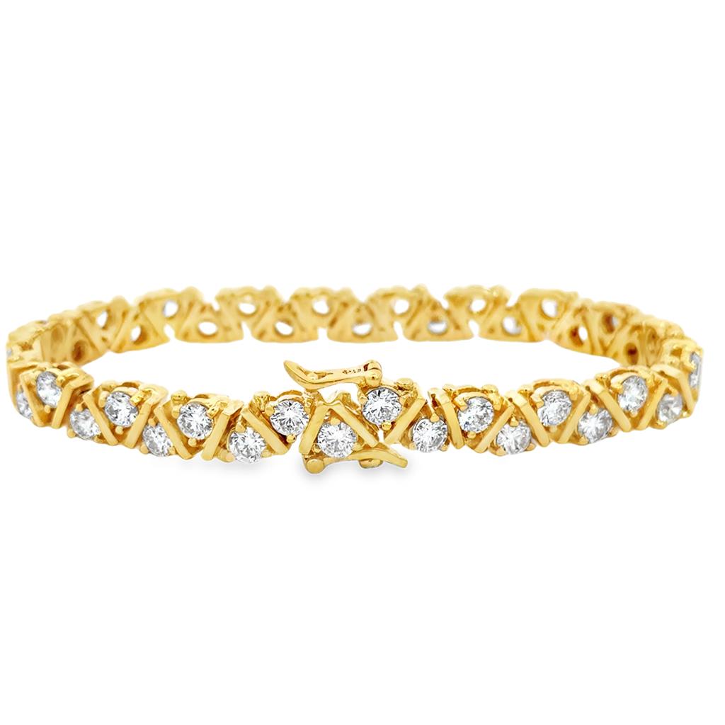 9.5 CTW Diamond 14K Yellow Gold X-Link Tennis Bracelet