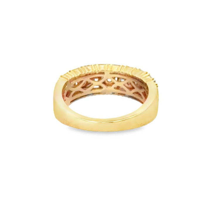 1.02 CTW Baguette and Round Diamond Wide Band Ring in 14K Yellow Gold