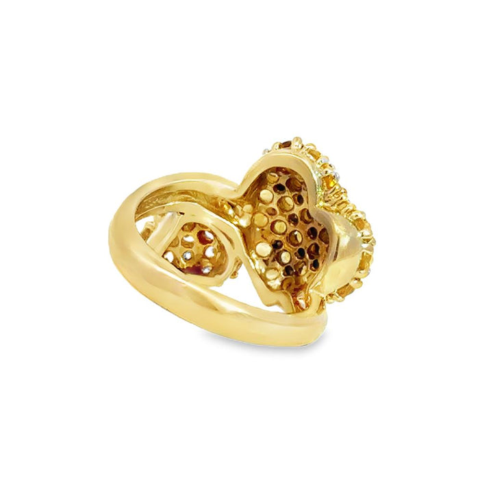 0.60 CTW Diamond & Yellow Sapphire Pave Heart Ring 18K Yellow Gold