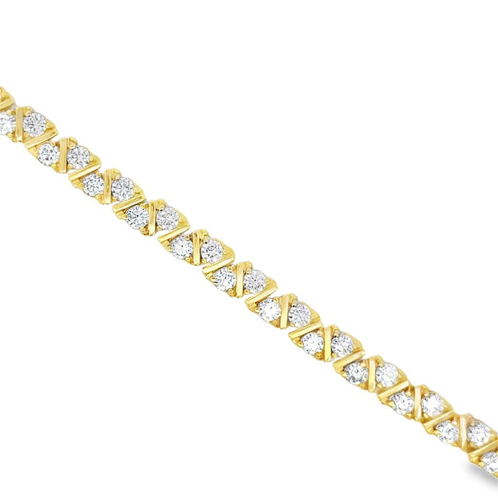 9.5 CTW Diamond 14K Yellow Gold X-Link Tennis Bracelet