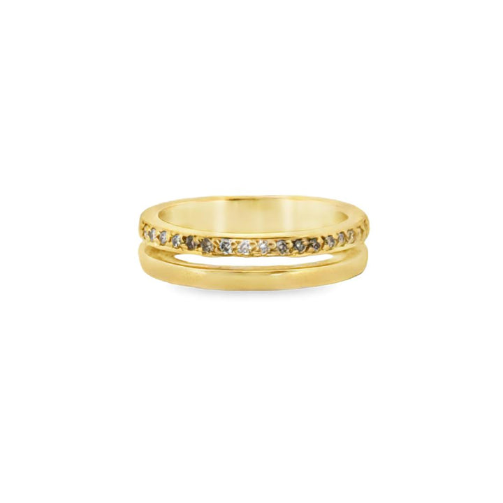 0.20 CTW Diamond Double Band Ring in 18K Yellow Gold – 4.5mm Wide