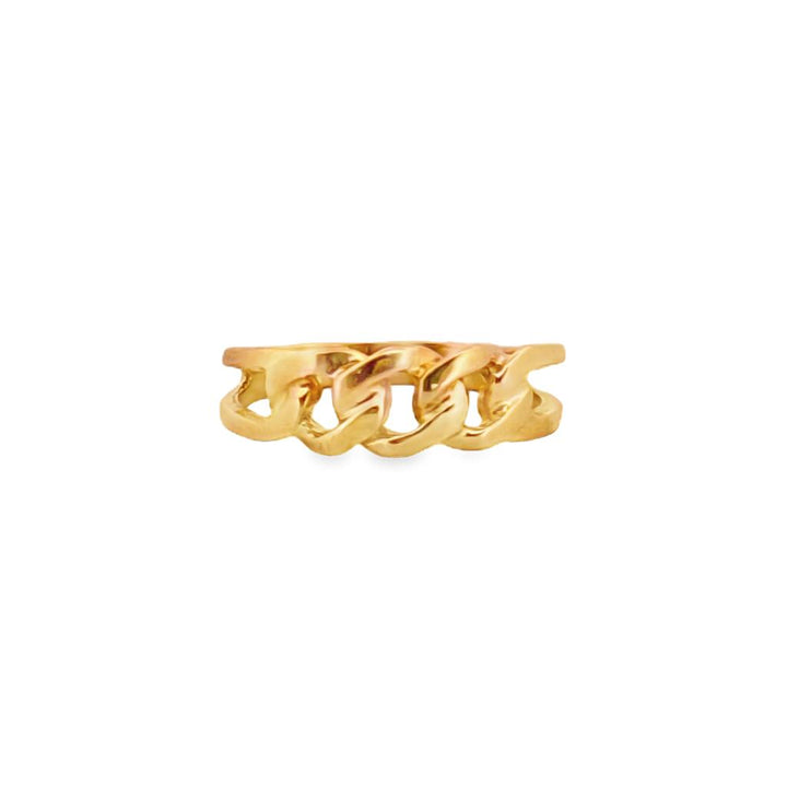 18K Yellow Gold Chain Link Split Shank Ring – 6mm