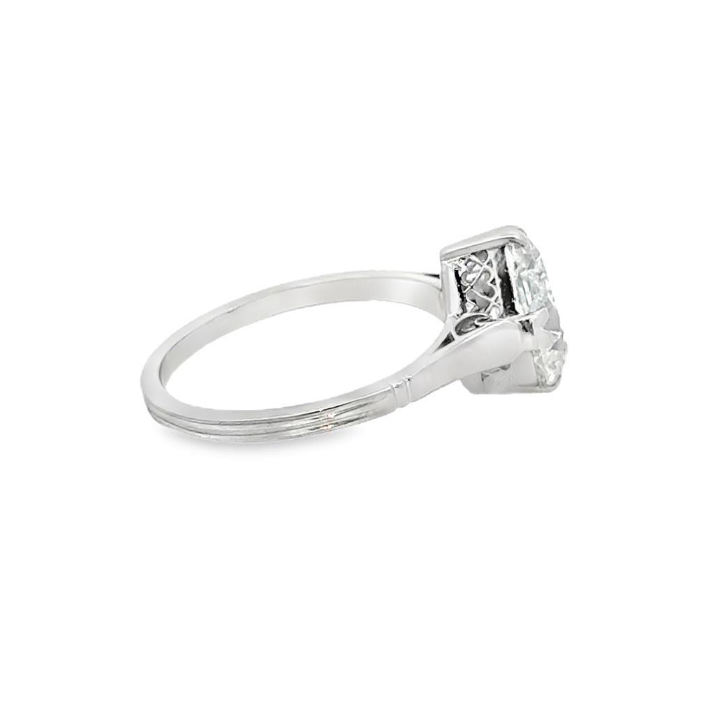 1.05 CT Pear Shape Vintage Diamond Engagement Ring in Platinum