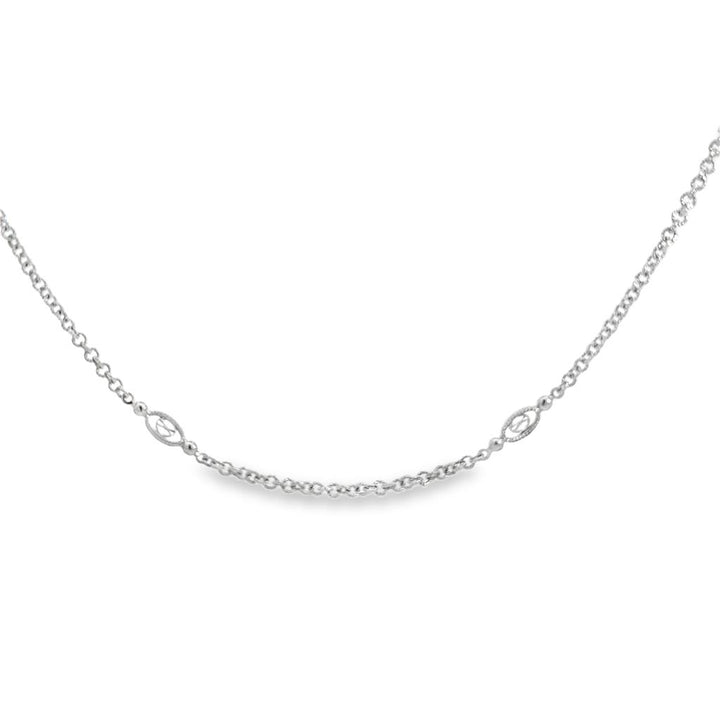 18K White Gold Oval Link Chain Necklace with Toggle Clasp