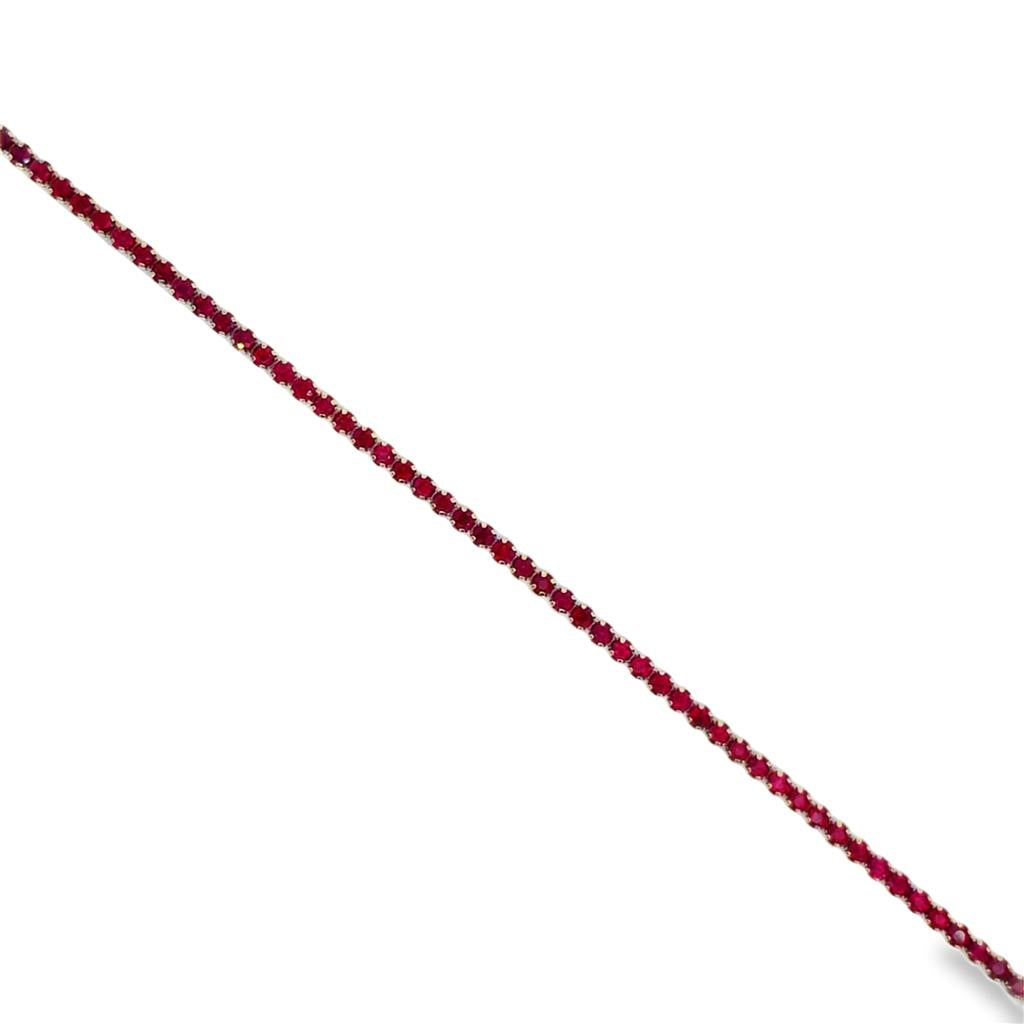 2.22 CTW Ruby 18K Yellow Gold Micro Tennis Bracelet