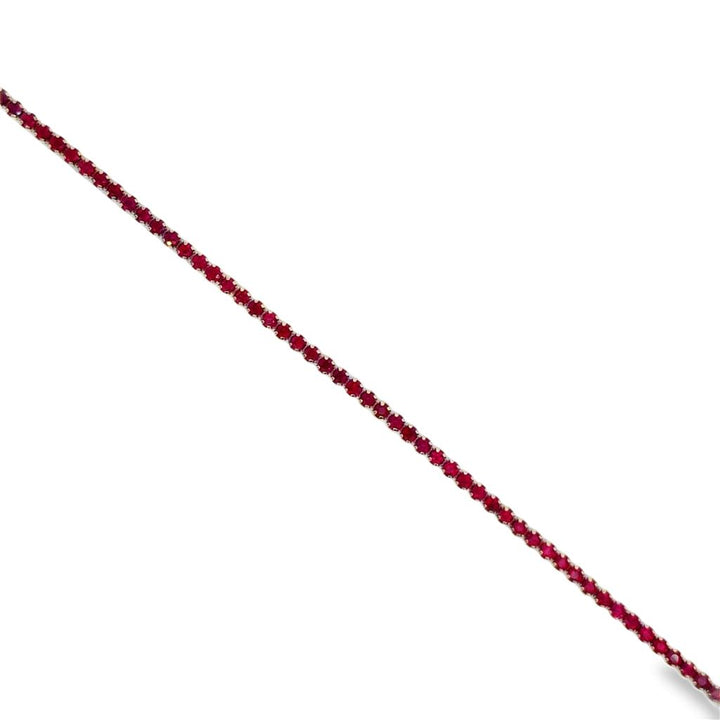 2.22 CTW Ruby 18K Yellow Gold Micro Tennis Bracelet