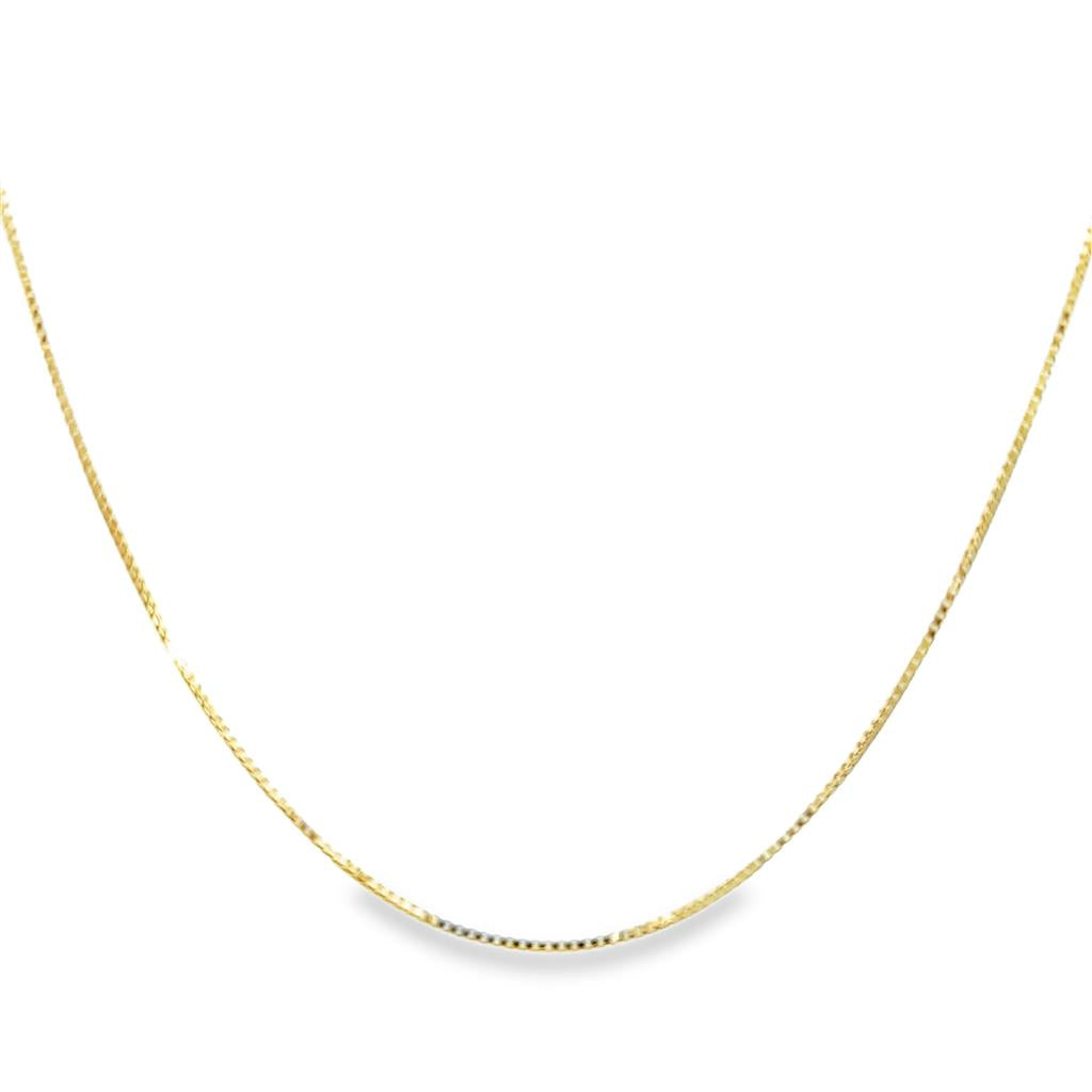 14K Yellow Gold Adjustable Box Chain Necklace – 20", 1mm