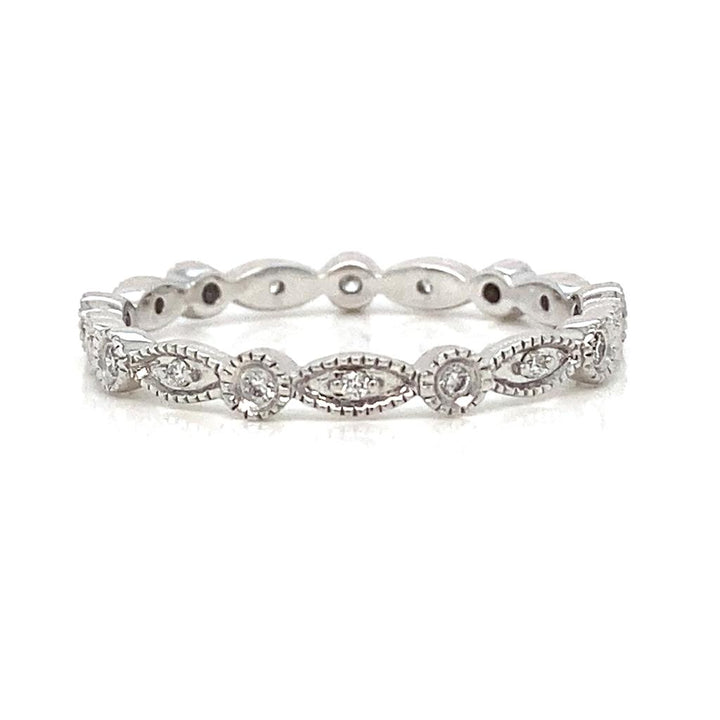 0.20 CTW Round Diamond 14K White Gold Milgrain Ring