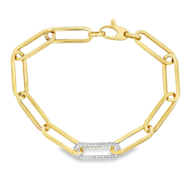 14K Yellow Gold Open Link Bracelet with 0.75 CTW Round Diamonds
