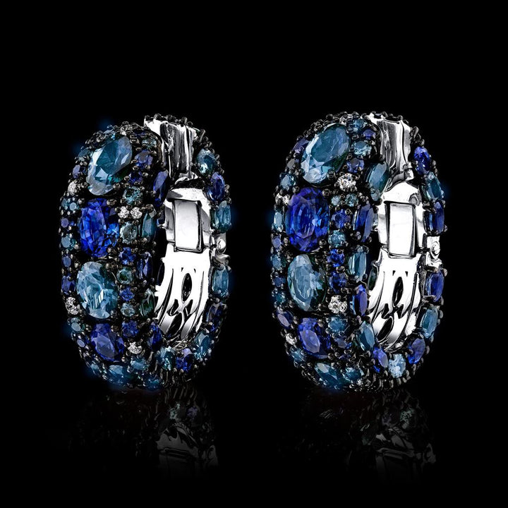 Robert Procop American Glamour 10.38 CTW Light & Dark Blue Sapphire 18K White Gold Earrings