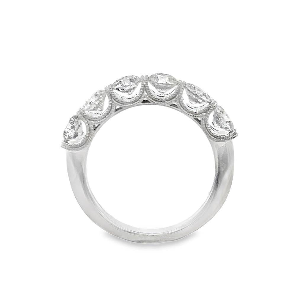 1.85 CTW Diamond 14K White Gold Wide Band with Milgrain Detail