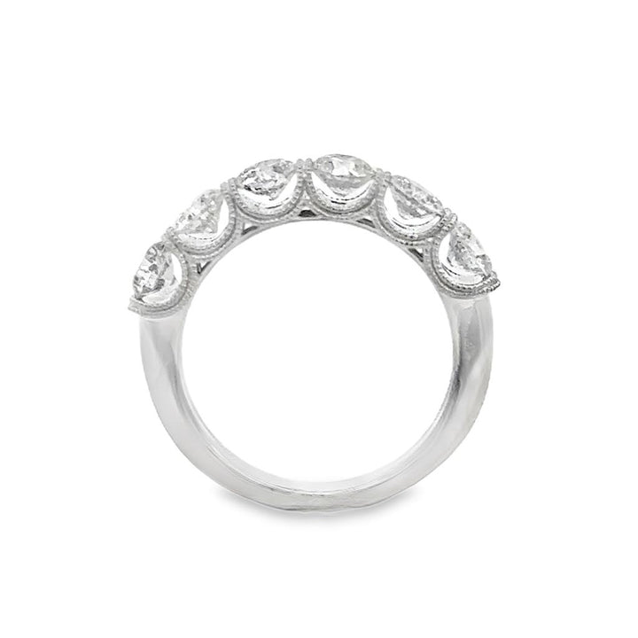 1.85 CTW Diamond 14K White Gold Wide Band with Milgrain Detail