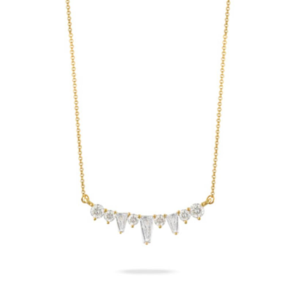 Doves 0.22 CTW Diamond 18K Yellow Gold Chic Bar Pendant Necklace