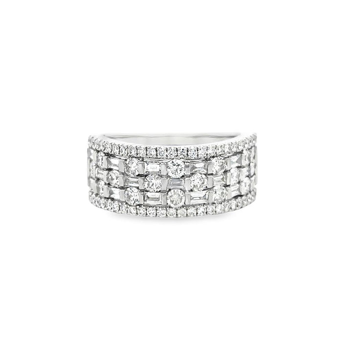 1.43 CTW Diamond Baguette and Round Wide Band Ring in 14K White Gold
