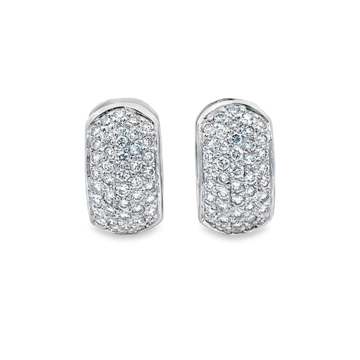 1.20 CTW Diamond Pavé Hoop Huggie Earrings 14K White Gold – 16mm