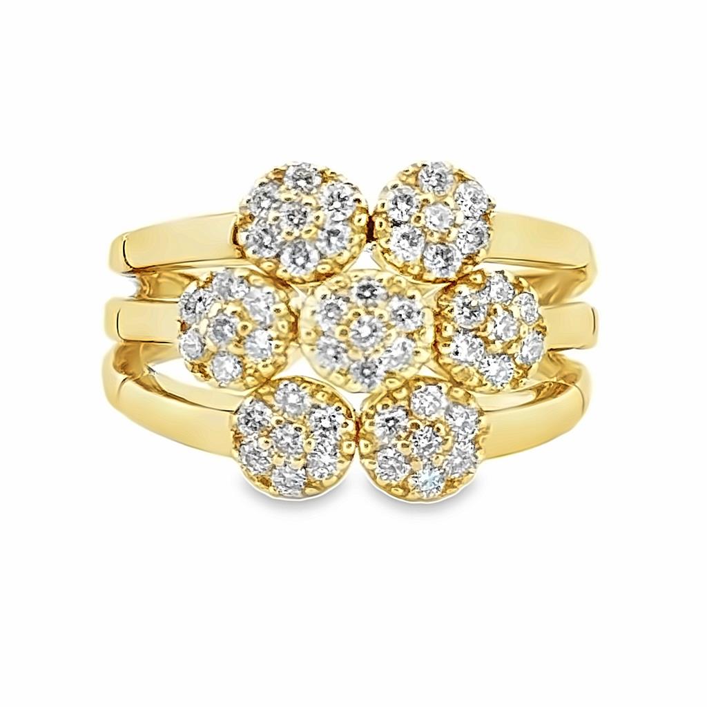 0.70 CTW Round Diamond 14K Yellow Gold Cluster Ring