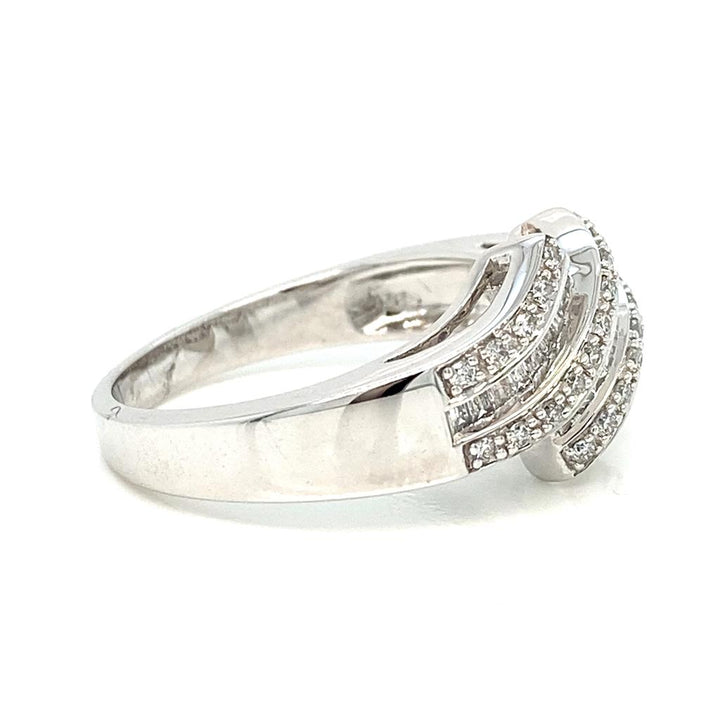 0.74 CTW Diamond 14K White Gold Crossover Band Ring