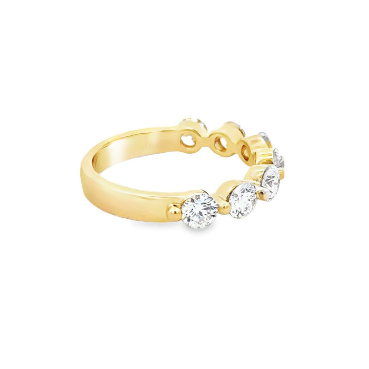 1.51 CTW Diamond 14K Yellow Gold Shared Prong Band Ring