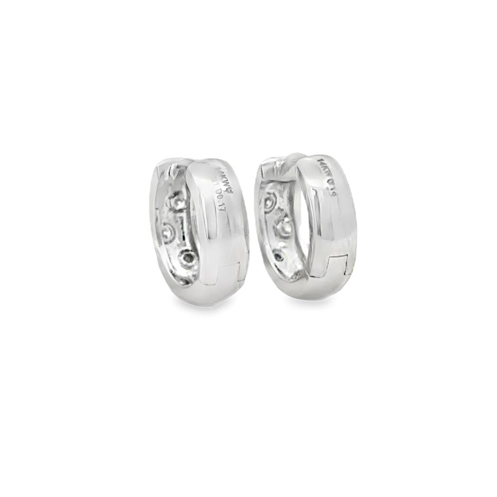0.17 CTW Diamond Scatter 14K White Gold Huggie Hoop Earrings