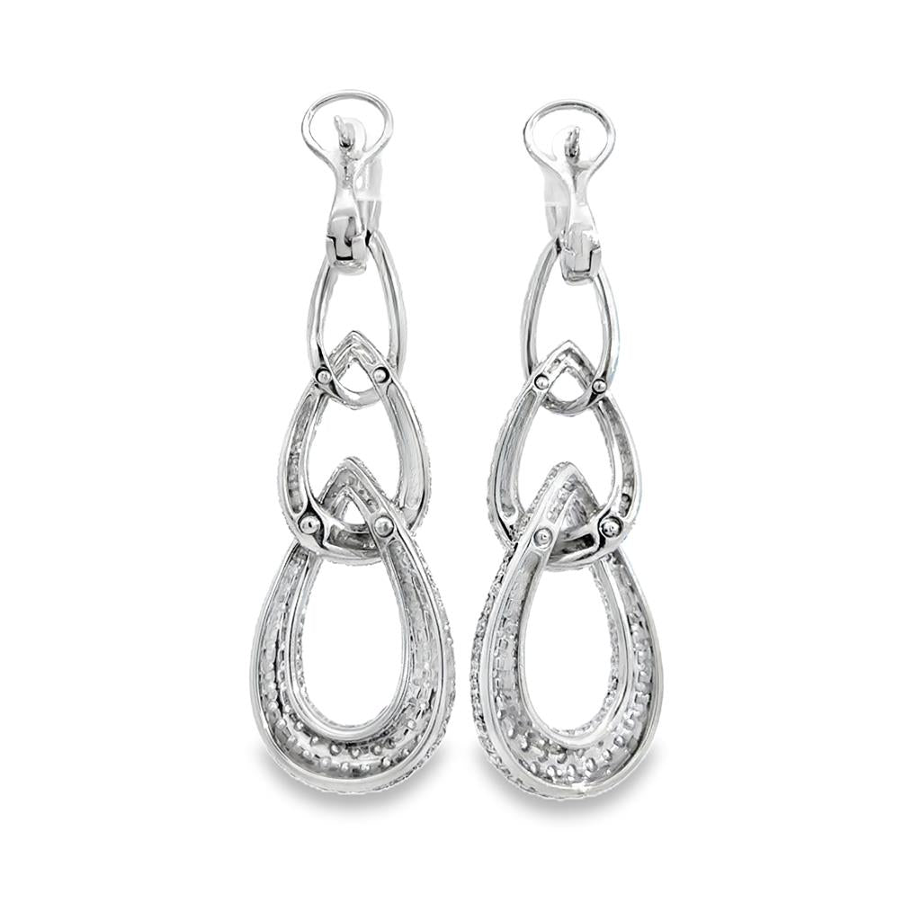 5.60 CTW Diamond Pavé 18K White Gold Drop Earrings