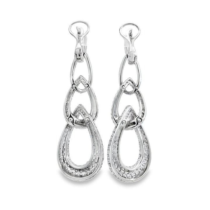 5.60 CTW Diamond Pavé 18K White Gold Drop Earrings
