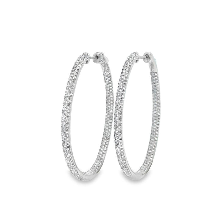 1.43 CTW Inside-Out Oval Diamond Hoop Earrings in 18K White Gold