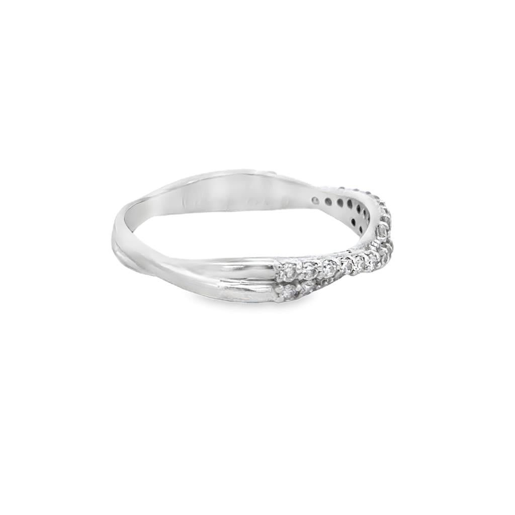 0.25 CTW Diamond Twisted Band, 14K White Gold