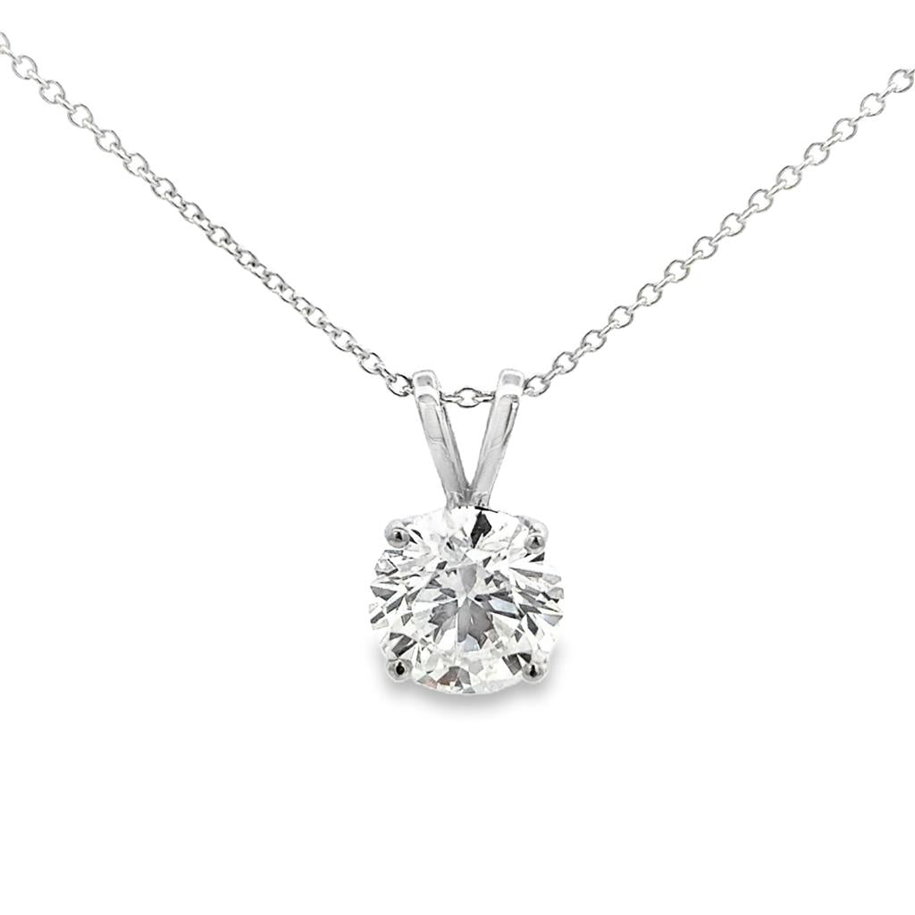 3.02 CT Round Diamond Solitaire Pendant, GIA J VS1
