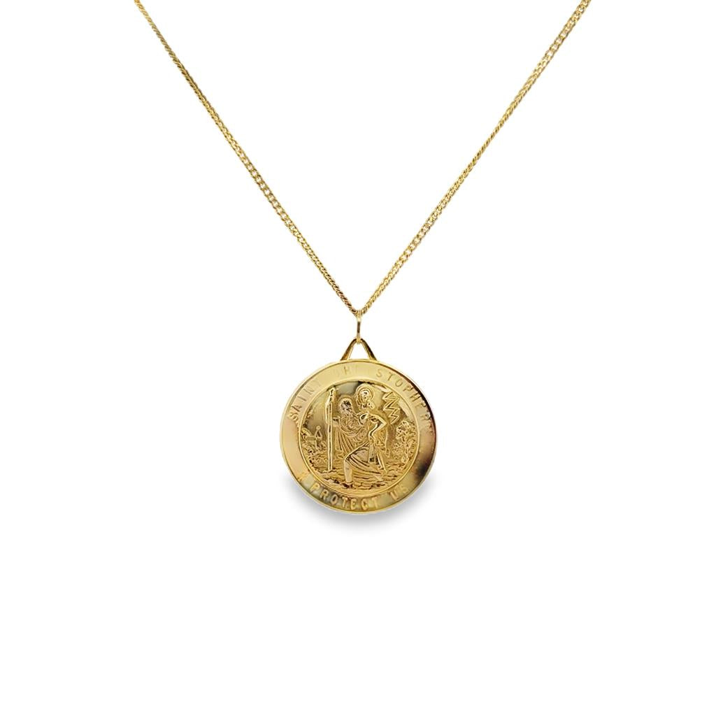 Vintage 14K Yellow Gold St. Christopher Pendant Necklace