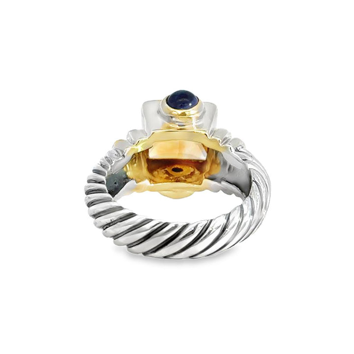 Pre-Owned David Yurman Citrine Sterling Silver & Yellow Gold Ring