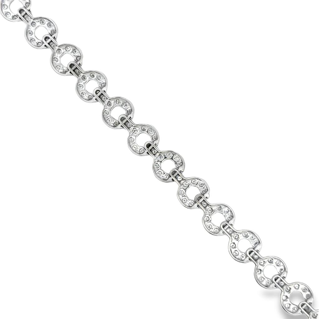 3.50 CTW Diamond Round Link Bracelet in 18K White Gold