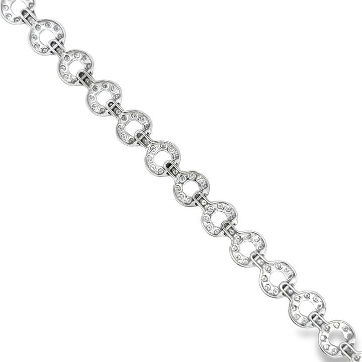 3.50 CTW Diamond Round Link Bracelet in 18K White Gold