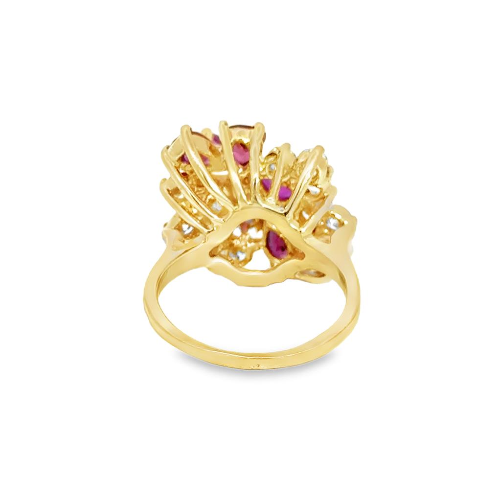 0.60 CTW Diamond & Pink Ruby 14K Yellow Gold Vintage-Style Cluster Ring