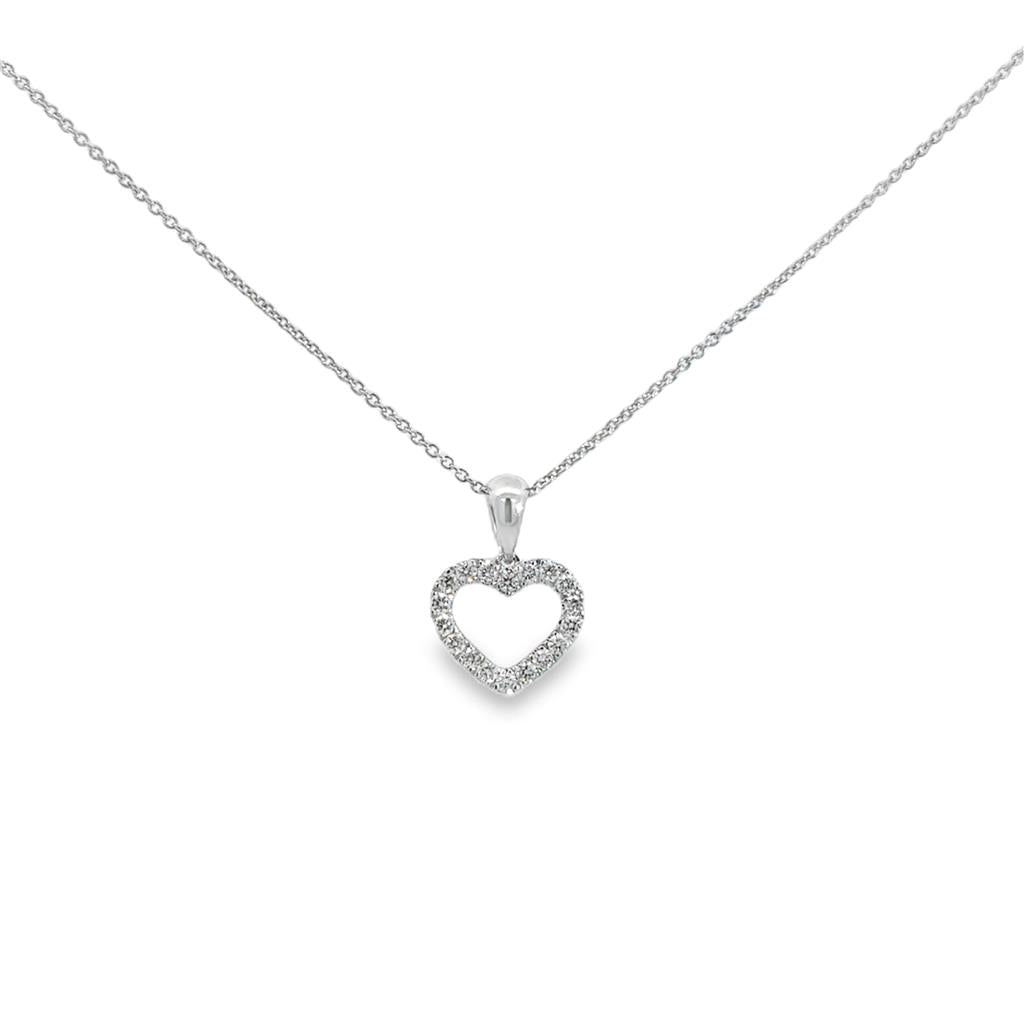 0.22 CTW Diamond Heart Pendant Necklace in 14K White Gold