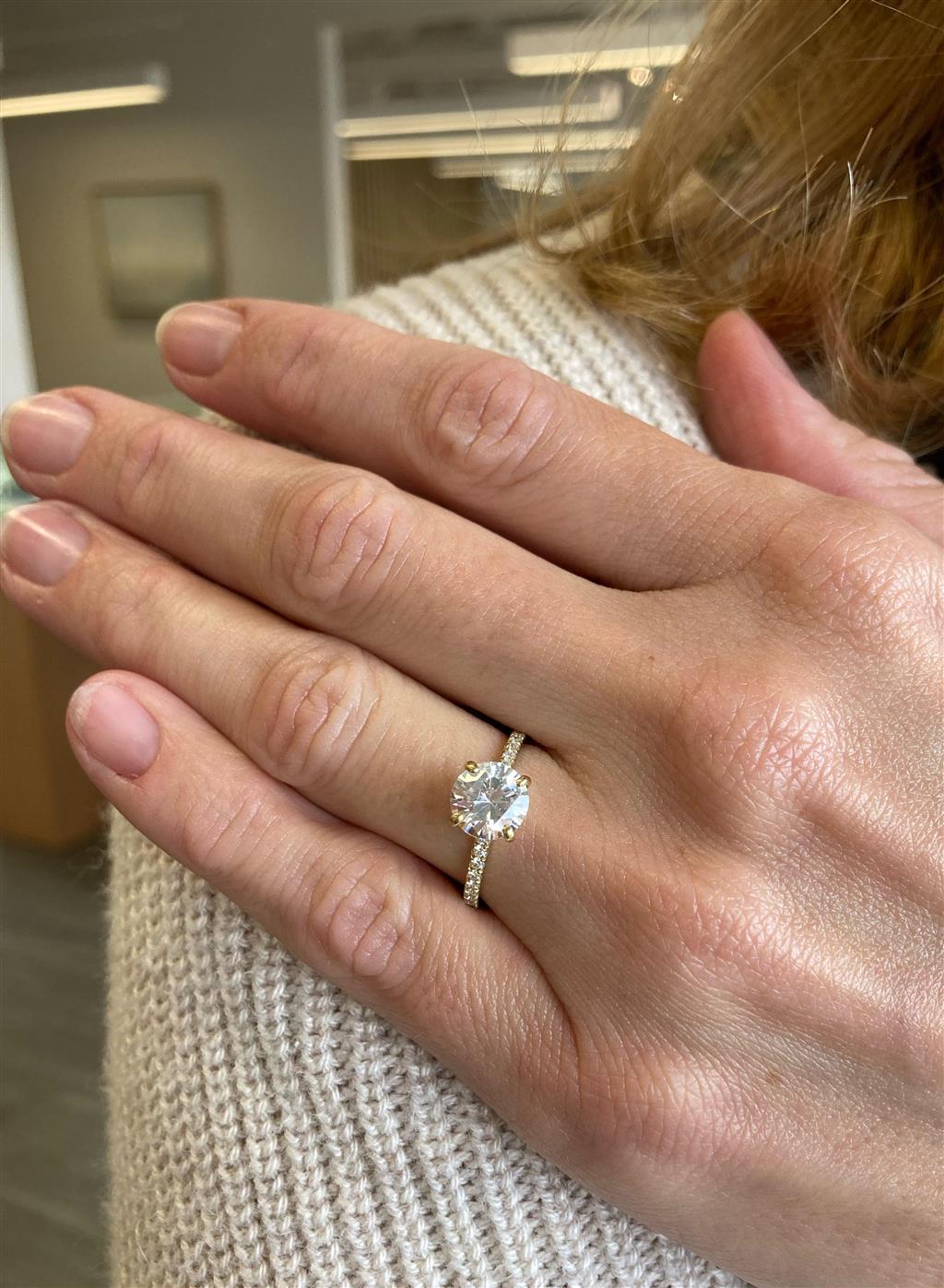 Hidden Halo Micro Pavé Engagement Ring Mounting in 18K Yellow Gold