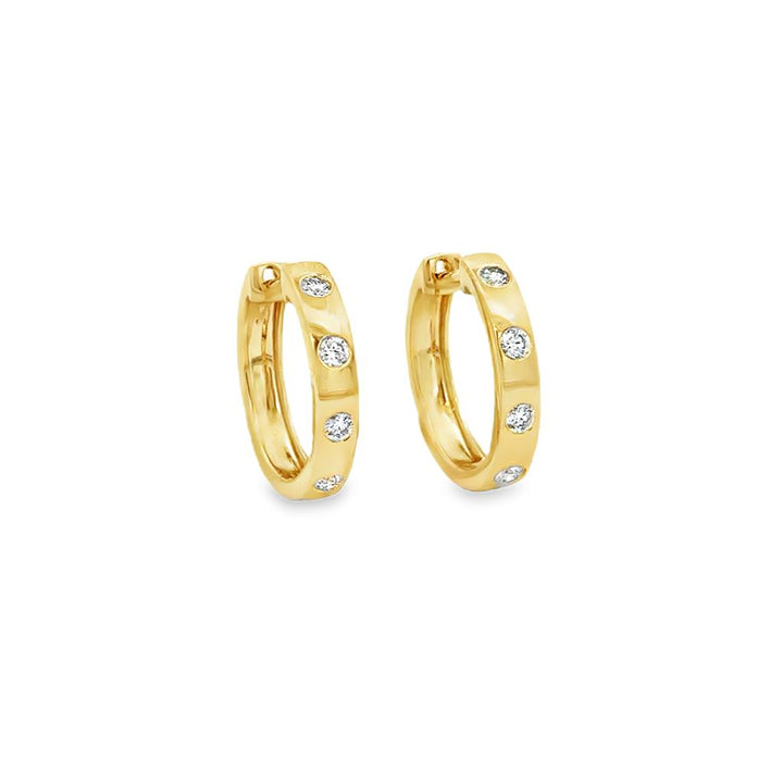 0.27 CTW Diamond Flush Set 14K Yellow Gold Hoop Earrings