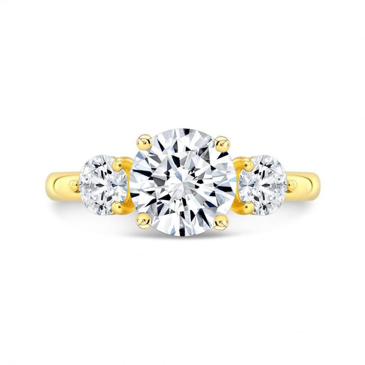 Three Stone Semi-Mount 18K Gold Engagement Ring