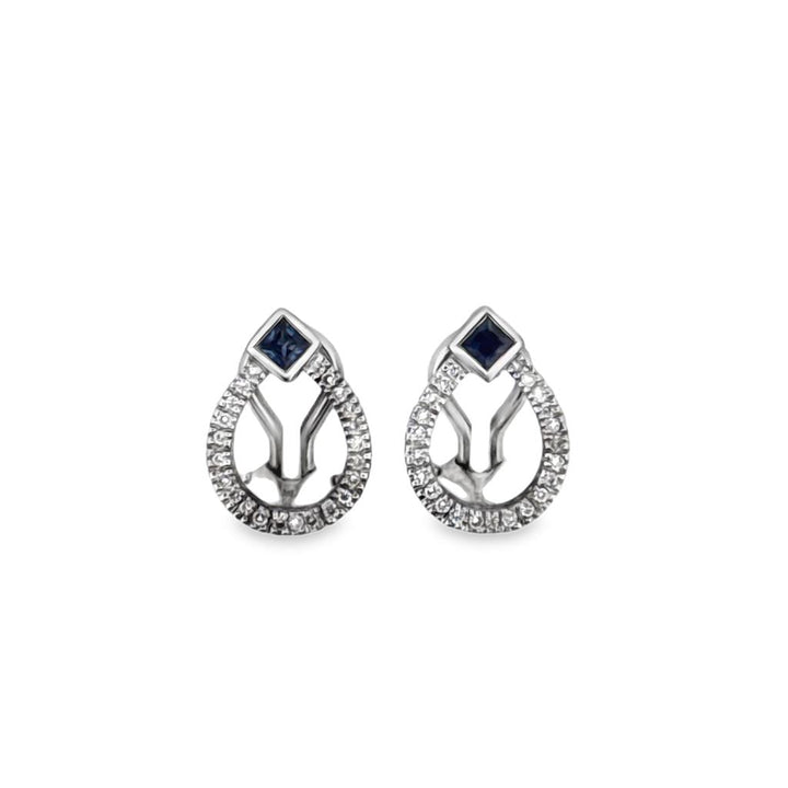 0.20 CTW Diamond and Sapphire 14K White Gold Teardrop Earrings