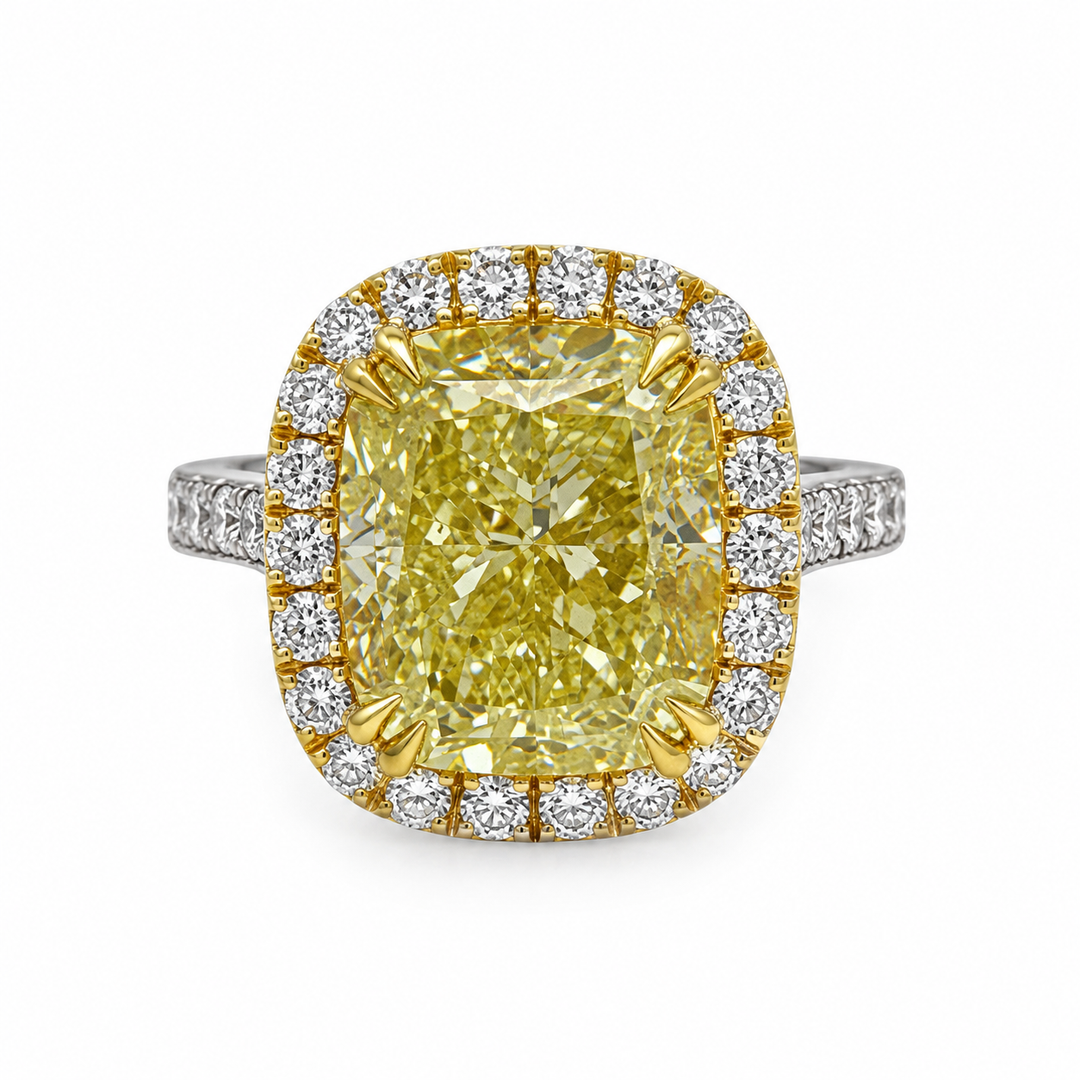 10.09 CT Fancy Yellow Diamond Platinum & 18K Yellow Gold Ring