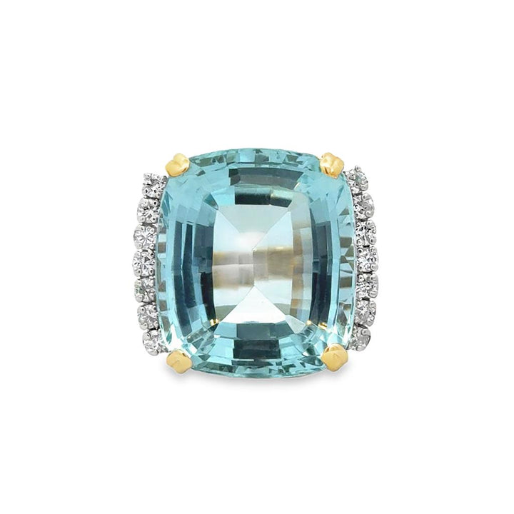 Pre-Owned Aquamarine & Diamond 14K Yellow Gold Ring