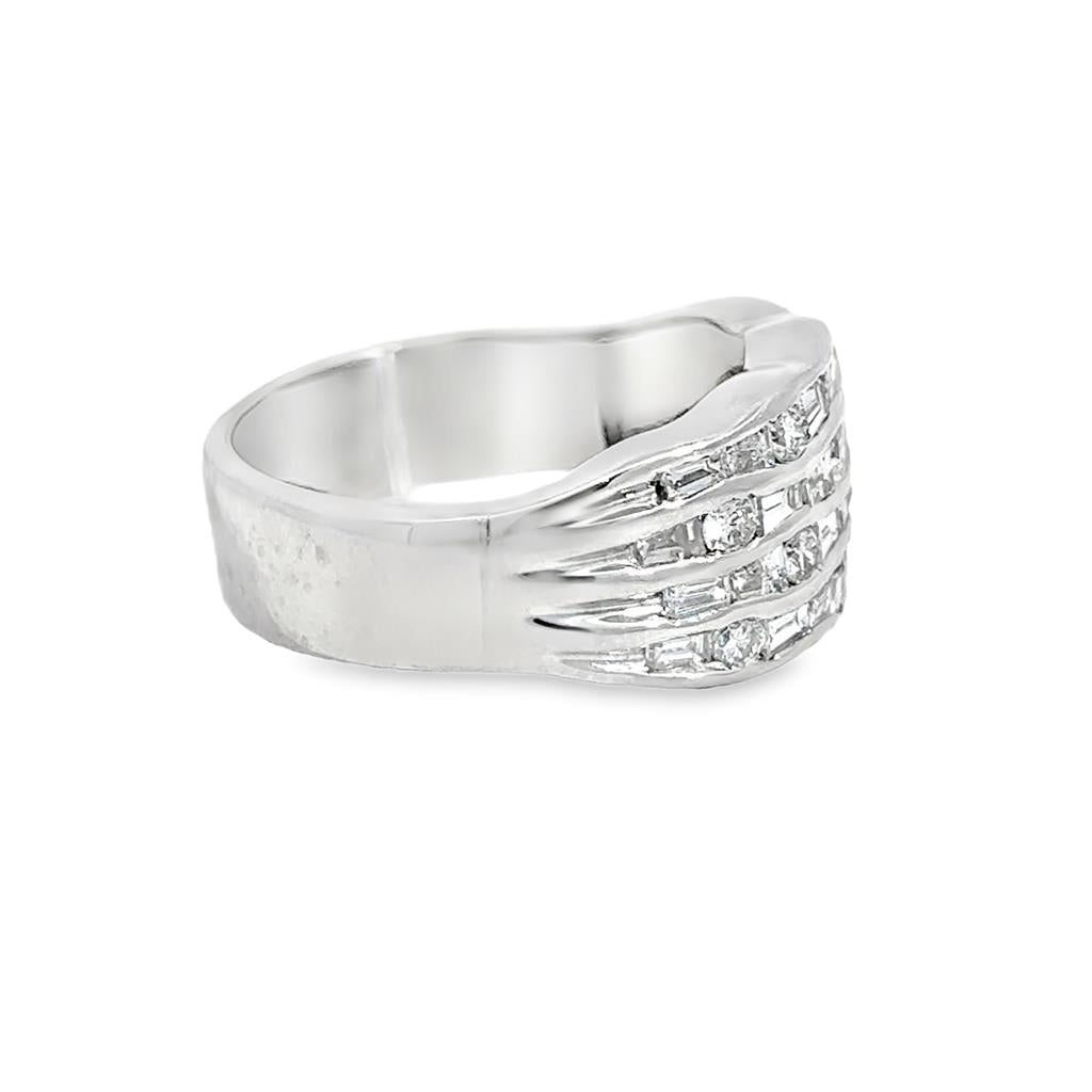 1.00 CTW Diamond 14K White Gold 10.5mm Wide Band Ring